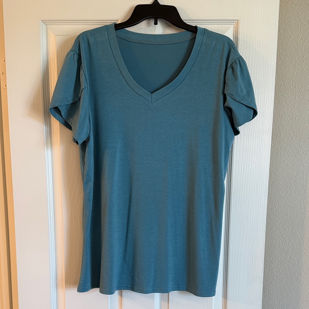 V-Neck Short Sleeve Tee In Light Blue